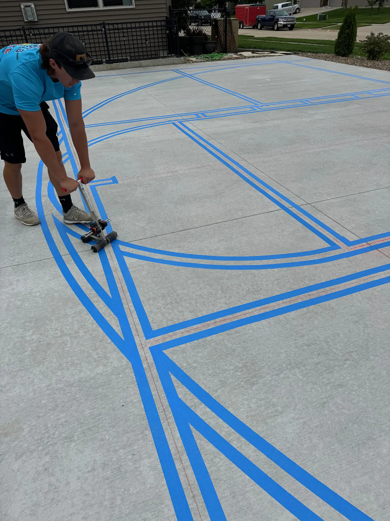 Outdoor Concrete Sport Court Line Painting