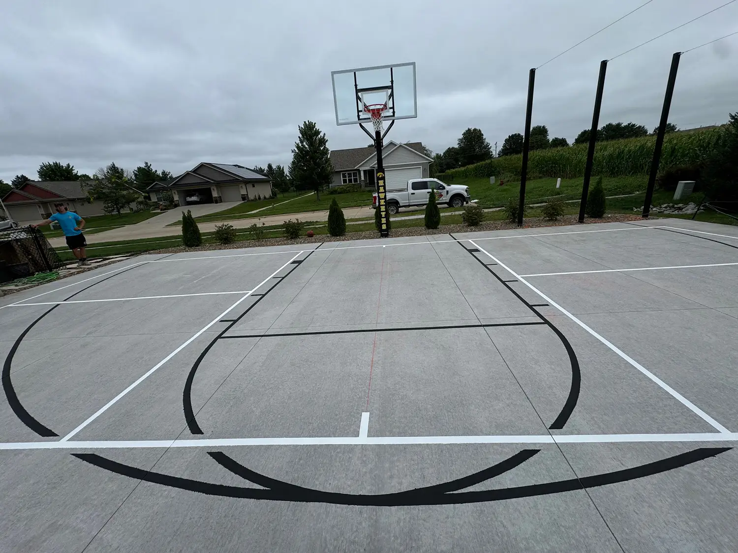 Outdoor Concrete Sport Court Line Painting